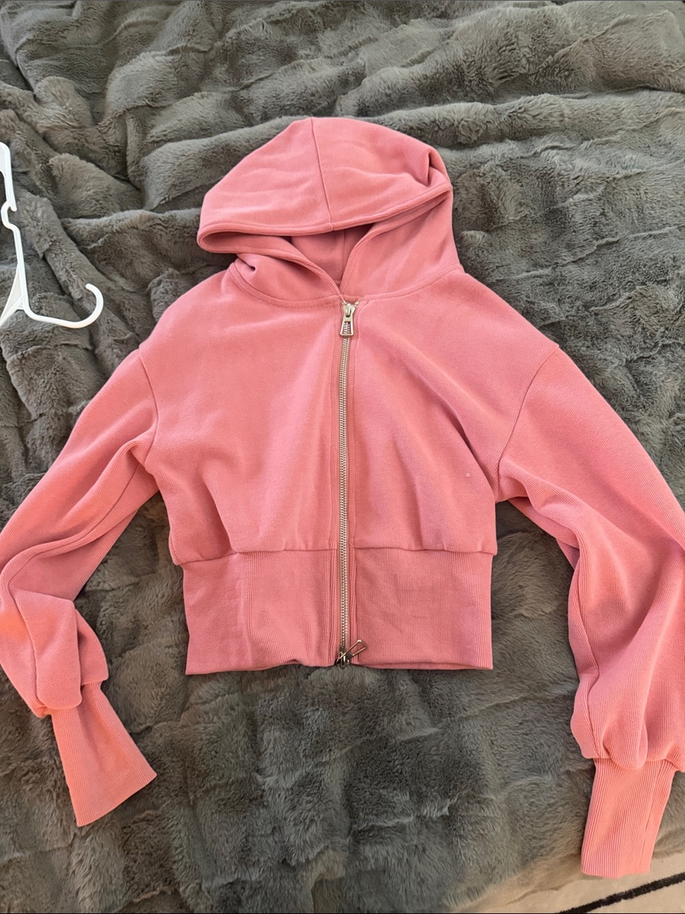 Womens Pink Zip-Up Hoodie Jacket - Small